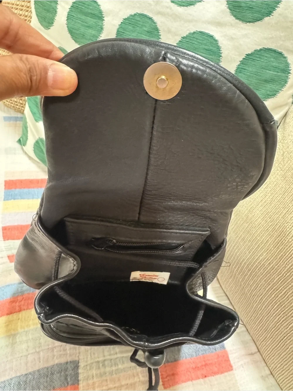 Vintage Domini Pelle Genuine Leather Mini Backpack Purse Black Made in Mexico